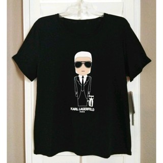 เสื้อเบลาส์ - Multiple C o lour Karl La g er f l d ปารีส คาร์ล ชูเปตต์ แคท กราฟิก ขนาดใหญ่ *ใหม่* เ