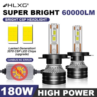 【รับประกันฟรี】HLXG Canbus 2 ชิ้น  ไฟรถ LED H4 60000LM H7 H11 ไฟหน้ารถยนต์ HB3 9006 HB4 9005 H1 ไฟหน้า H8 H9 9012 Hir2 Tubro 180W 6000K ไฟตัดหมอก ลำแสงใกล้และไฟสูง ใช้ได้ รถเก๋ง รถตู้ รถใหญ่