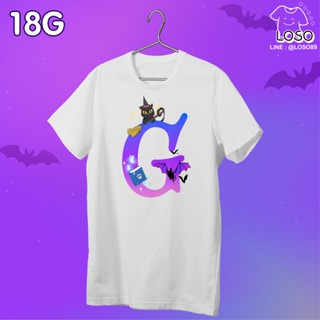 ลายตัวอักษรรุ่น Magic Cat เสื้อขาว ( G H I )