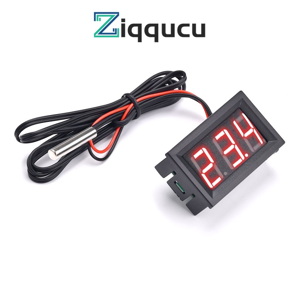 Ziqqucu เครื่องวัดอุณหภูมิสามหลัก DC4~30V -50 0.56 นิ้ว℃~120℃ จอแสดงผล LED พร้อมก้าน 100 ซม. NTC 3950 เซนเซอร์อุณหภูมิ 10K1%