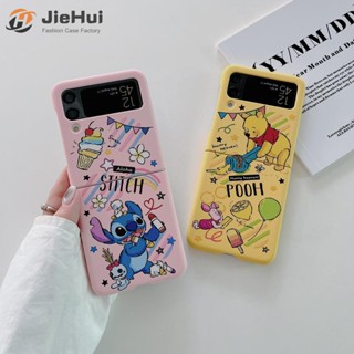 Jiehui เคสโทรศัพท์มือถือแฟชั่น ลายหมี Vinnie สําหรับ Samsung Z Flip5 Z Flip4 Z Flip3