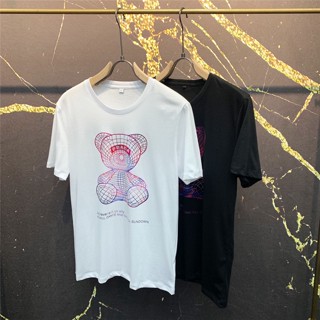 Tee เสื้อยืด เสื้อยืดแฟชั่น - PRAD1 2022 ฤดูร้อนใหม่การ์ตูนหมีพิมพ์คอกลมเสื้อยืดแขนสั้นผู้ชาย S-4xl