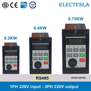 ตัวแปลงความถี่ Mini RS485 VFD 0.2KW 0.4KW 0.75KW พร้อมมอเตอร์ไดรเวอร์เอาท์พุต RS485 อินพุตเฟสเดียว MCU อินเวอร์เตอร์ 220V