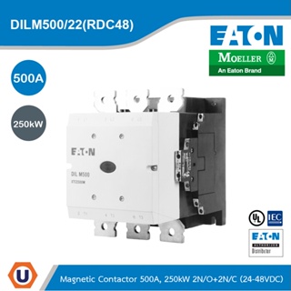 EATON DILM500/22(RDC48)Contactor,380 V 400 V 265 kW,2 N/0,2 N/C, RA 250:110 - 250 V 40- 60 Hz Operation,Screw Connection