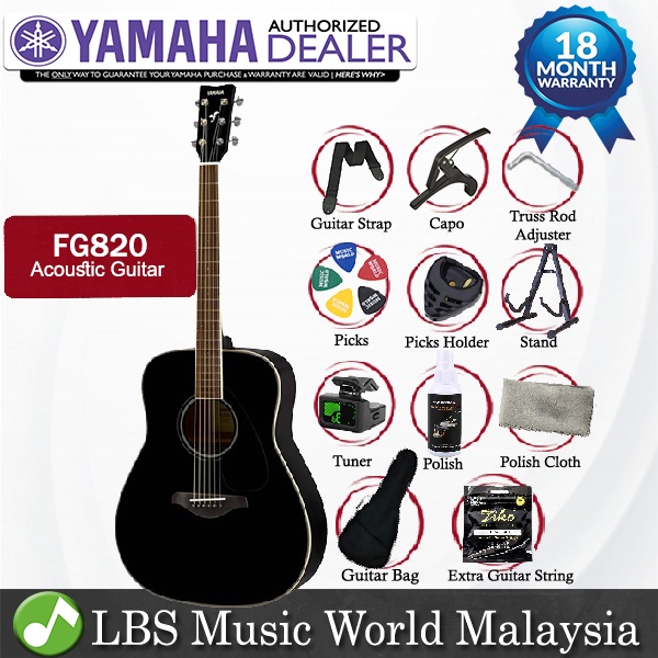 Yamaha FG820 41" กีต้าร์โปร่ง Solid Spruce Top สีดํา (FG 820)