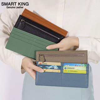 Smart King ใหม่ กระเป๋าสตางค์ ใบยาว หนังวัวแท้ บางพิเศษ ใส่เหรียญได้ อเนกประสงค์ สําหรับผู้หญิง และผู้ชาย