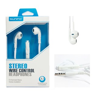 SUNPO Stereo Wire Control Headphones A3 หูฟังของแท้100% ใช้ได้ทั้ง ios&amp;Andriod