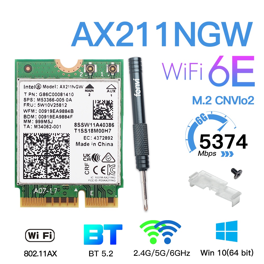 อะแดปเตอร์ไร้สายคอมพิวเตอร์ Wifi 6e Intel Ax211 Cnvio2 M.2 Wi-fi Slot Tri-band With Bluetooth 5.2 Network Wireless Adap #5
