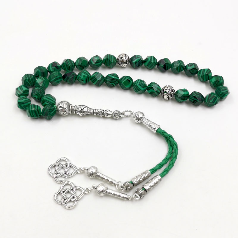 Tasbih เพชร malachite หิน 33 45 66 99 สร้อยข้อมือลูกปัด Misbaha มุสลิมลูกปัด Eid araabic Design islamic ลูกประคํา