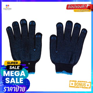 ถุงมือทอเสริมจุด PVC FITT LJ 17103 7 นิ้ว สีน้ำเงินKNITTED GLOVES WITH PVC DOTS FITT LJ 17103 7" BLUE