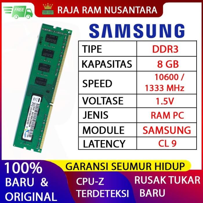 Ram Ram Pc Samsung Ddr3 8Gb 10600 / 1333 Mhz Ori Ram คอมพิวเตอร์ Ram Pc 1.5V