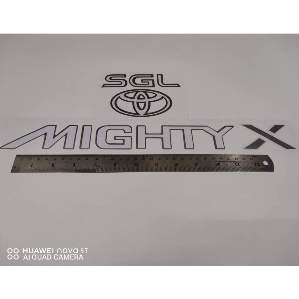 สติ๊กเกอร์แบบดั้งเดิมรถ สำหรับติดท้ายรถ TOYOTA คำว่า MIGHTY X SGL (T) ติดรถ แต่งรถ โตโยต้า ไมตี้เอ๊กซ์ sticker mightyx