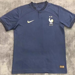 เสื้อกีฬาแขนสั้น ลายทีมชาติฟุตบอล World Cup France ชุดเหย้า สีฟ้า สําหรับผู้ชาย 2022