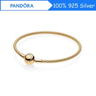 Pandora สร้อยข้อมือเงิน 925 ผ้าไหมถัก เรียบง่าย ของขวัญคริสต์มาส สําหรับผู้หญิง s928