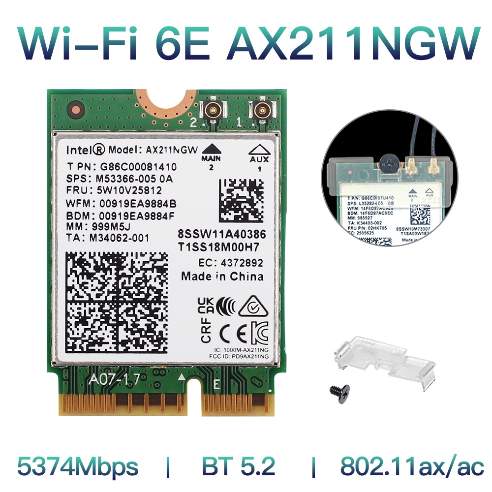 อะแดปเตอร์ไร้สายคอมพิวเตอร์  Wifi 6e Intel Ax211 Cnvio2 M.2 Wi-fi Slot Tri-band With Bluetooth 5.2 Network Wireless Adap #1