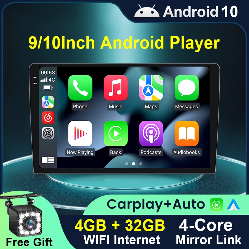 [ 4GB RAM+ 32GB Carplay ] จอแอนดรอย 7" 9" 10" Android แท้ 2din วิทยุติดรถยนต์ andriod จอแอนดรอยด์ติดรถยนต์ เครื่องเล่นมัลติมีเดีย รองรับ FM/GPS/WiFi/Carplay/Android auto บลูทูธ กล้อง สําหรับรถยนต์