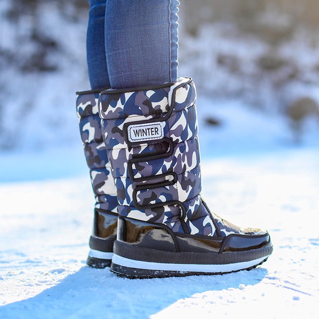 รองเท้าบูทหิมะ ผ้าฝ้าย และผ้ากํามะหยี่ แบบหนา กันน้ํา ให้ความอบอุ่น เหมาะกับใส่กลางแจ้ง แฟชั่นฤดูหนาว สําหรับผู้ชาย และผู้หญิง - รูปที่ 3