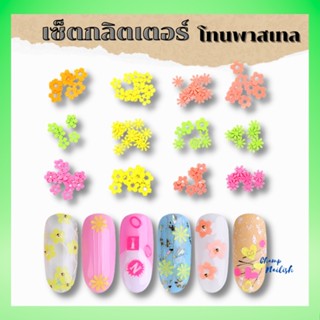 เซ็ตกลิตเตอร์ โทนพาสเทล สีเรืองแสง แบบนุ่มๆ อุปกรณ์ตกแต่งเล็บ มี3แบบ