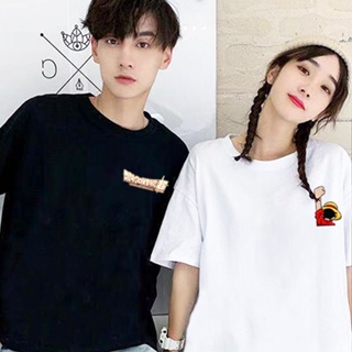 เสื้อเด็กหญิง Tee อะนิเมะยอดนิยมโลโก้ Unisex สีขาวสีดําเสื้อยืดคอกลม WHf เสื้อครอปสายฝอ เสื้อเบลาส์