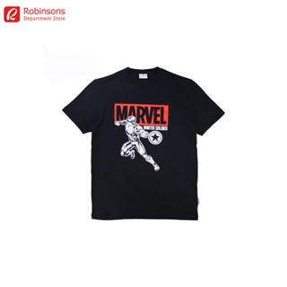 เสื้อวินเทจชาย เสื้อคู่รัก เสื้อเชิ้ตลายอเวนเจอร์ส (Winter Soldier) (ทหารฤดูหนาว) (สีดํา) vg; Tee