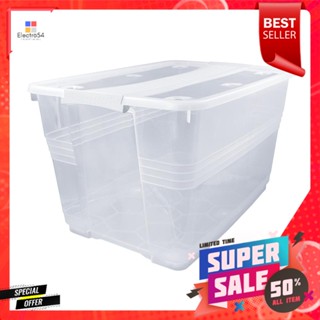 กล่องเก็บของ มีล้อ ฝาล็อค STACKO 80 ลิตร 66.3X49.6X39.1 ซม. สีใสSTORAGE BOX WITH WHEELS STACKO 80L 66.3X49.6X39.1CM CLEA