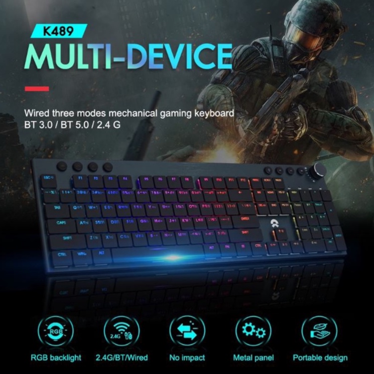 OKER WIRED THREE MODES MECHANICAL GAMING KEYBOARD K489