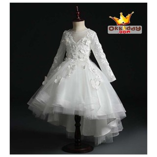 Gd32681 พร้อมส่งชุดเดรสออกงานเด็กสีขาว