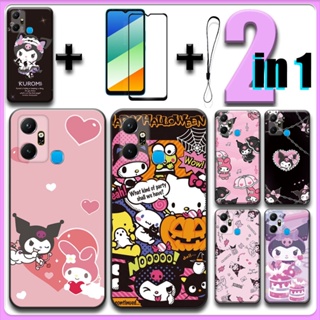 เคส 2 IN 1 สําหรับ Infinix Smart 6 Plus พร้อมกระจกนิรภัยกันรอยหน้าจอเซรามิค Kuromi