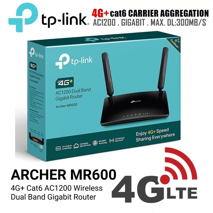 โปรแรง10.10⚡️เร้าเตอร์ใส่ซิม⚡️ 4G+ TP-LINK (Archer MR600) Cat6 AC1200 Wireless Dual Band Gigabit Router Warranty 3 Yea