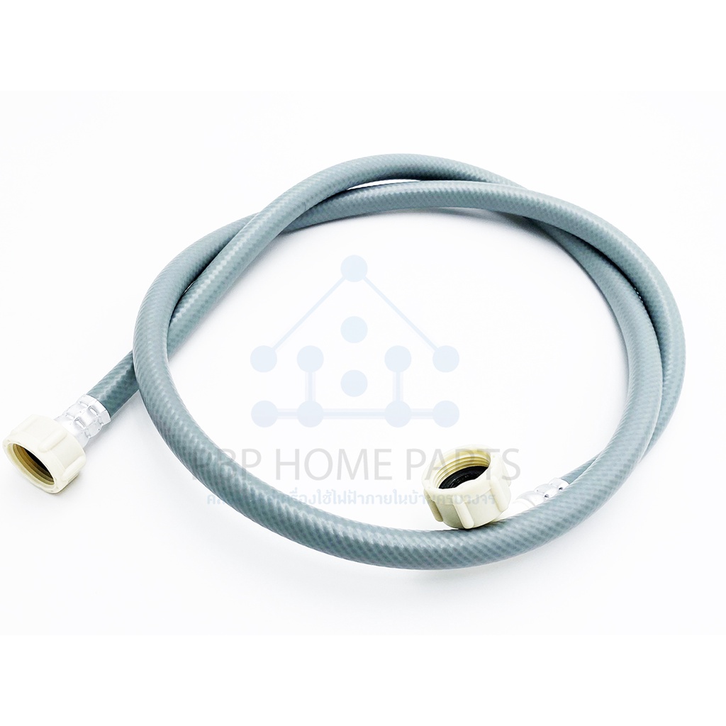 สายน้ำเข้าเครื่องซักผ้า ข้อต่อเกลียว 2 ด้าน ยาว 1.5m สีเทา 6 หุน 3/4 สำหรับเครื่องซักผ้าฝาหน้า พร้อมส่ง! - รูปที่ 2