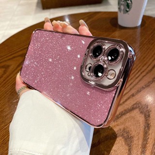 เคสโทรศัพท์มือถือแบบนิ่ม ใส แต่งกลิตเตอร์ ไล่โทนสี 6D หรูหรา สําหรับ iPhone 13 14 Pro Max 12 Pro Max