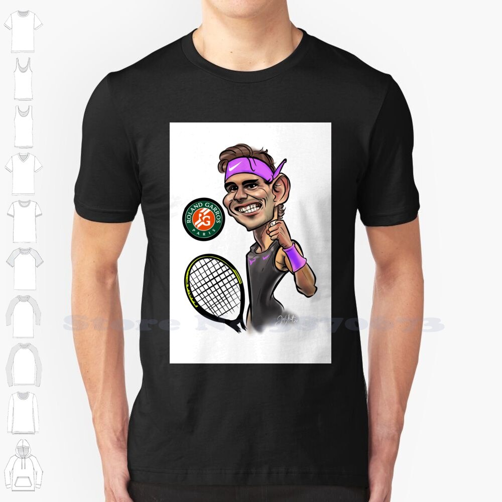 เสื้อยืดผ้าฝ้าย Rafael Nadal Caricature แฟชั่น Vintage T เสื้อ Rafael Nadal เทนนิส Atp Caricature Dr
