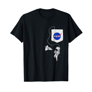 เสื้อยืดวินเทจใหม่ เสื้อยืดผ้าฝ้าย 100% พิมพ์ลายนักบินอวกาศ Nasa Pocket พลัสไซซ์ สําหรับผู้ชาย 2022S-5XL