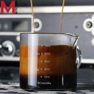 M KITCHEN MB75 แก้วตวงชงกาแฟ ด้ามจับไม้ ขนาด 75ml (A5)