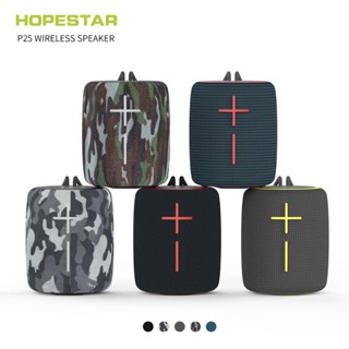 HOPESTAR P25 ไร้สายขนาดเล็กสเตอริโอซับวูฟเฟอร์ TWS ลำโพงบลูทูธกลางแจ้งแบบพกพาคอลัมน์ Soundbox AUX/TF/USB/FM วิทยุ