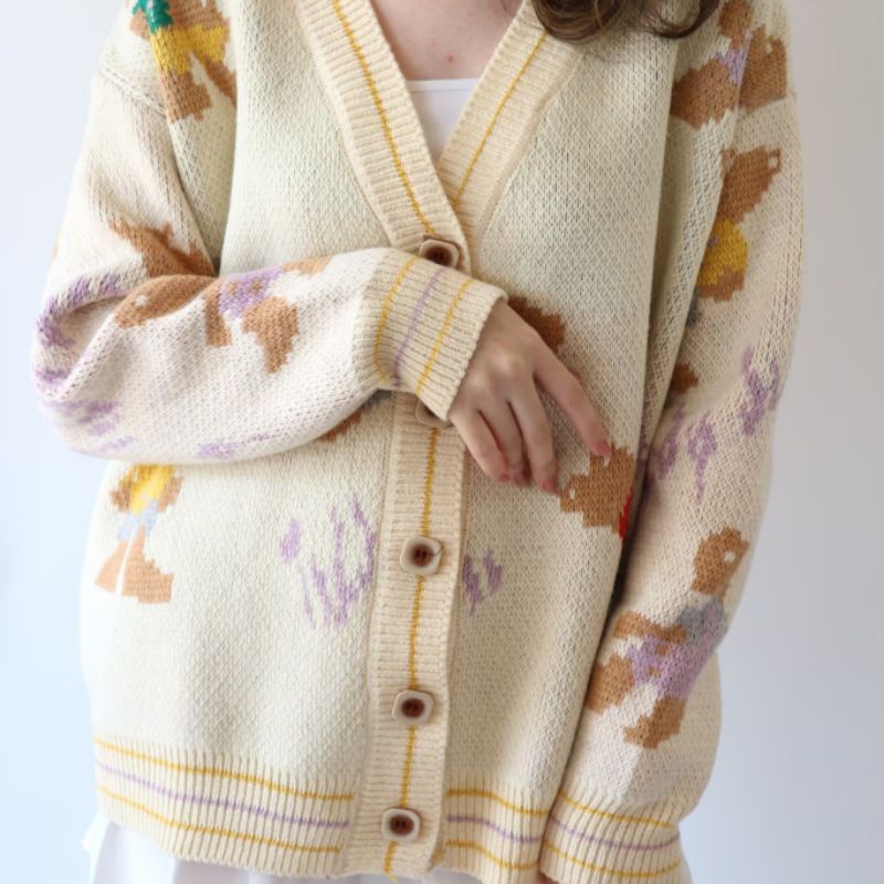 BIG BROWN TEDDY CARDI KOREAN CARDIGAN SWEATHER เกาหลี SWEATER ผู้หญิง PREMIUM KNIT MATERIAL