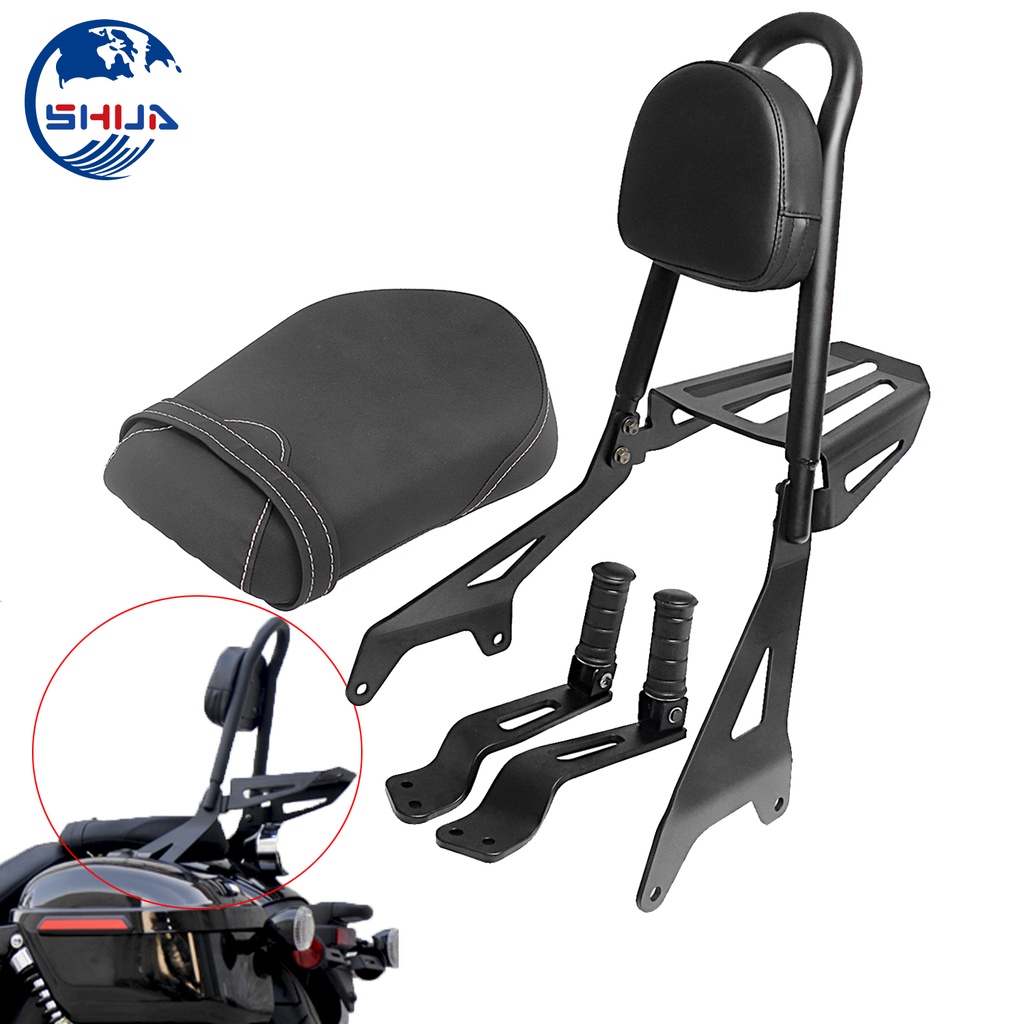 Sissy Bar Backrest Luggage Rack Seat Pad Footpegs Motorcycle For Yamaha Star Bolt XV950 R-Spec C-Spec Black