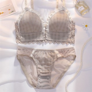 【Bra+Briefs Set 】ชุดชั้นใน กางเกงชั้นใน คอวี ไร้สาย ลูกไม้ เซ็กซี่ สําหรับผู้หญิง