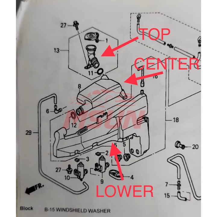 WASHER / WIPER TANK HONDA CRV S9A