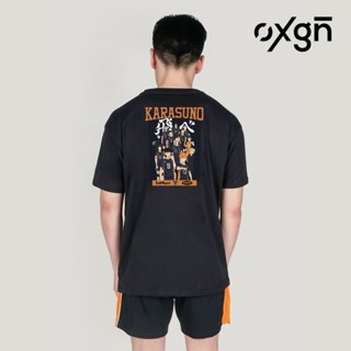 เสื้อยืด แฟชั่นยูนิเซ็กซ์▥ↂOXGN ไฮคิว!! เสื้อยืดพิมพ์ลายกราฟิก Karasuno Easy Fit สำหรับผู้ชาย (สีดำ)