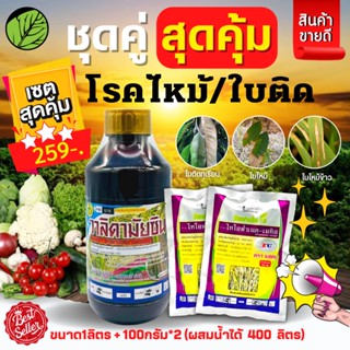 🌱 ชุดสุดคุ้ม (วาลิดามัยซิน1ลิตร+ซิมฟาร์เน็ต70 100กรัม*2ซอง) ป้องกันและกำจัดโรคพืช โรคไหม้ ใบติด