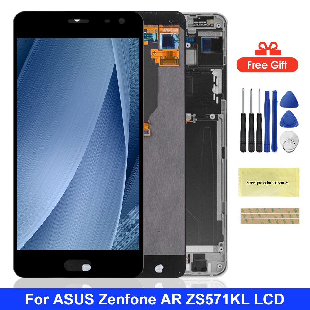 5.7" AMOLED LCD สําหรับ ASUS ZenFone AR ZS571KL จอแสดงผล LCD Touch Screen Digitizer กรอบสําหรับ ASUS