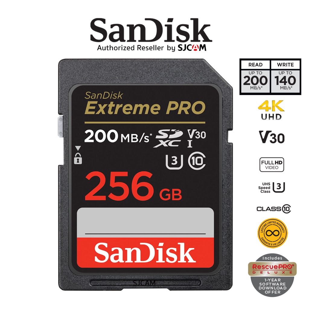 SanDisk Extreme Pro SD Card SDXC Speed R200 MB/s 128GB 256GB 512GB 1TB (SDSDXXD)  เมมโมรี่การ์ด SDCARD  แซนดิส รับประกัน Synnex lifetime