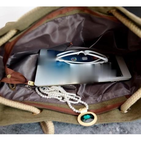 (w228)กระเป๋าผ้าใบหนานุ่ม เชือกหนาอย่างดี สะพายได้2แบบ vgetbag - รูปที่ 6