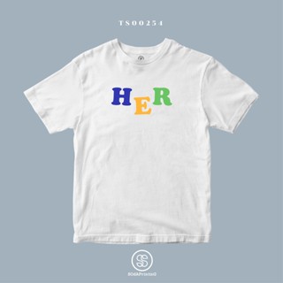 เสื้อยืด เสื้อเด็กหญิง ↂ™เสื้อยืด พิมพ์ลาย HER สีขาว ผ้านิ่มใส่สบาย (TS00254) #SOdAtee #SOdAPrintinG