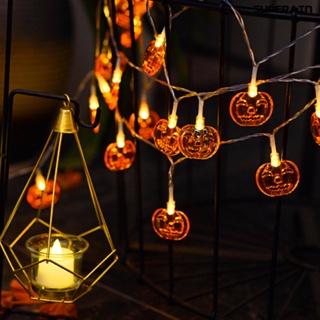 &lt;Halloween&gt; สายไฟหิ่งห้อย Led 10/20 ดวง รูปฟักทองยิ้ม ปลอดภัย ความสว่างสูง สําหรับแขวนตกแต่งปาร์ตี้ฮาโลวีน