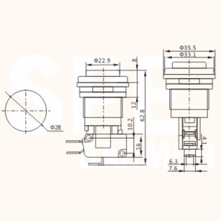 PBS-29 สวิทช์ตู้เกมส์ Big Bulb button switch ∅ 28mm 16A 250VAC สวิทช์กด สวิทกด สวิตกด กดติดปล่อยดับ กดดับปล่อยติด COM...