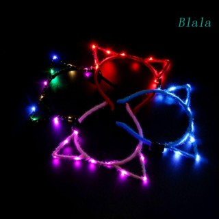 Blala ที่คาดผมหูแมว มีไฟกระพริบ LED น่ารัก สําหรับผู้หญิง 1 ชิ้น