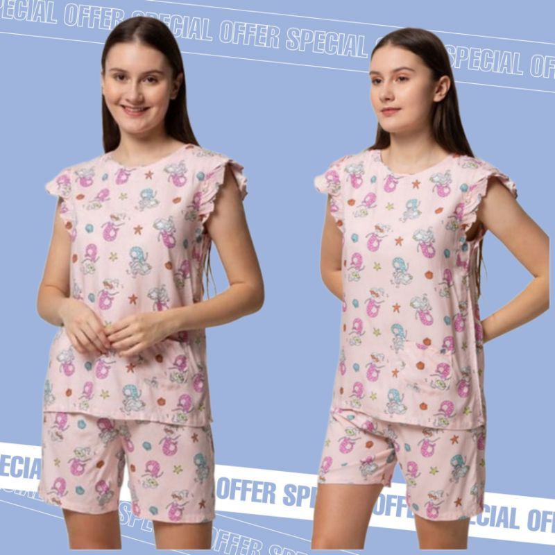 RUFFLE SLEEVE SHORTS SET