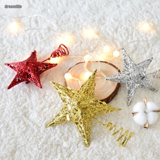 【DREAMLIFE】Tree Top Star Home Garden Red gold silver Wedding Christmas Glitter 20cm